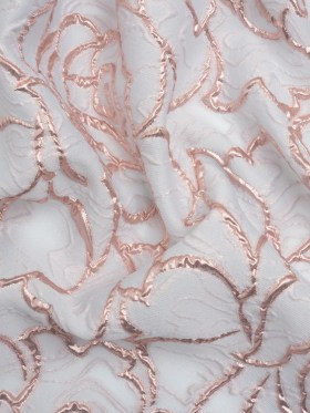 Rose Outlines Cutwork Luxury Brocade – Metallic Rose Gold and Pale Blue Gray Rose Outlines Cutwork Luxury Brocade – Metallic Rose Gold and Pale Blue Gray