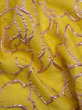 Rose Outlines Cutwork Luxury Brocade – Metallic Gold and Sunshine Yellow Rose Outlines Cutwork Luxury Brocade – Metallic Gold and Sunshine Yellow