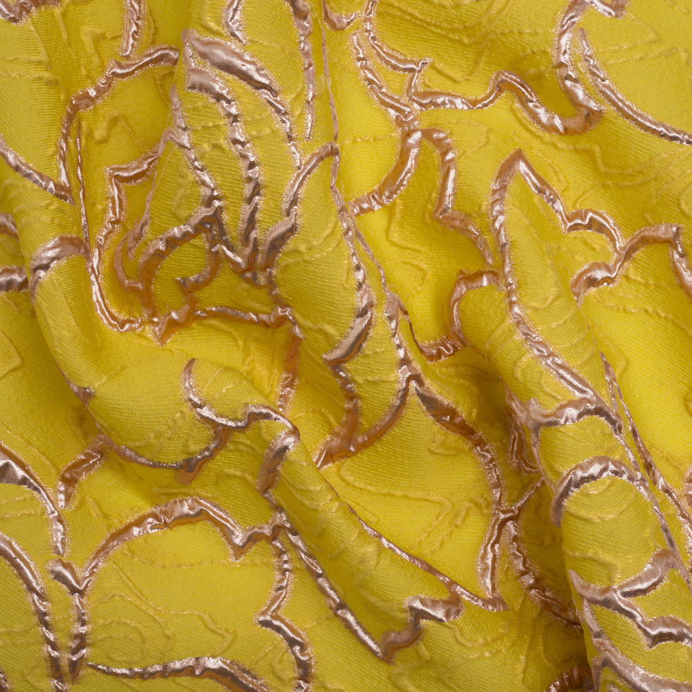 Rose Outlines Cutwork Luxury Brocade – Metallic Gold and Sunshine Yellow Rose Outlines Cutwork Luxury Brocade – Metallic Gold and Sunshine Yellow