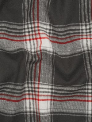 Cotton Twill Flannel – Gray, Red and White Plaid – Deadstock Cotton Twill Flannel – Gray, Red and White Plaid – Deadstock