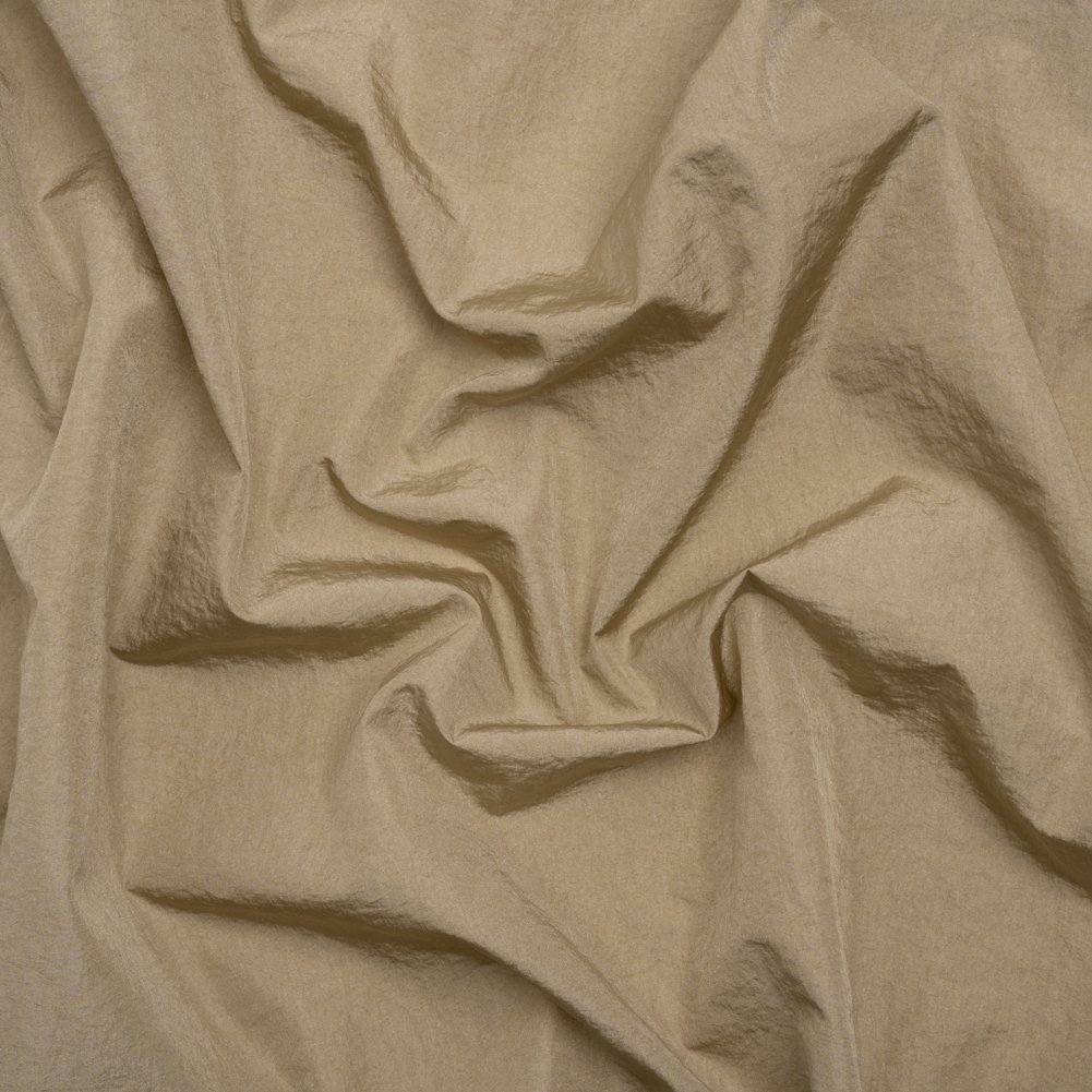 Crinkled Nylon Taffeta – Hummus Beige – Deadstock Crinkled Nylon Taffeta – Hummus Beige – Deadstock