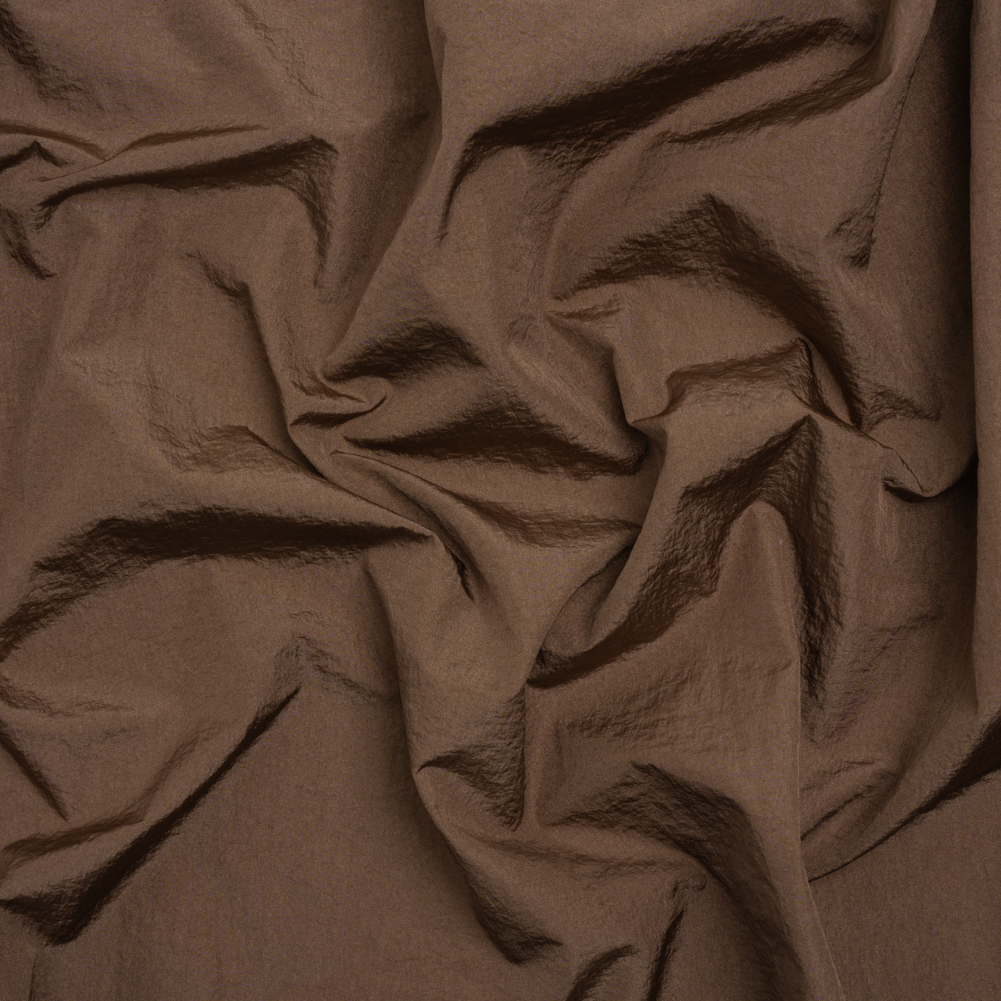 Crinkled Nylon Taffeta – Deep Taupe – Deadstock Crinkled Nylon Taffeta – Deep Taupe – Deadstock