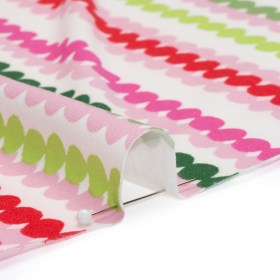 Stretch Polyester ITY Jersey – Pink, Green and White Dot Stripes – Deadstock Stretch Polyester ITY Jersey – Pink, Green and White Dot Stripes – Deadstock