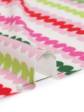 Stretch Polyester ITY Jersey – Pink, Green and White Dot Stripes – Deadstock Stretch Polyester ITY Jersey – Pink, Green and White Dot Stripes – Deadstock