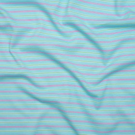 Cotton and Viscose Jersey – Aqua Blue, Green and Pink Stripes – Deadstock Cotton and Viscose Jersey – Aqua Blue, Green and Pink Stripes – Deadstock