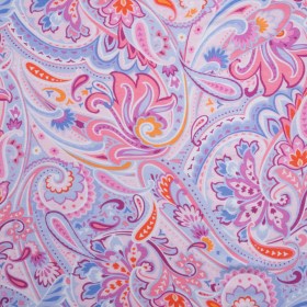 Stretch Rayon Jersey – Pink, Purple, and Periwinkle Paisley – Deadstock Stretch Rayon Jersey – Pink, Purple, and Periwinkle Paisley – Deadstock