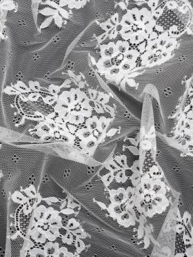 Re-Embroidered Lace – White Floral Bouquet Re-Embroidered Lace – White Floral Bouquet