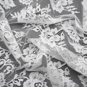 Re-Embroidered Lace – White Flowers and Leaves Re-Embroidered Lace – White Flowers and Leaves