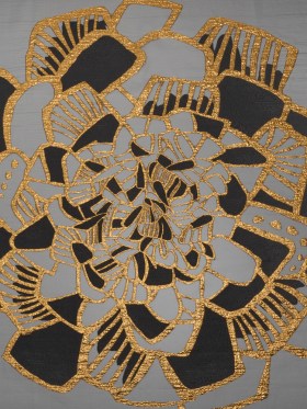 Metallic Luxury Burnout Brocade Panel – Black and Gold Floral Medallion Metallic Luxury Burnout Brocade Panel – Black and Gold Floral Medallion