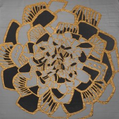 Metallic Luxury Burnout Brocade Panel – Black and Gold Floral Medallion Metallic Luxury Burnout Brocade Panel – Black and Gold Floral Medallion