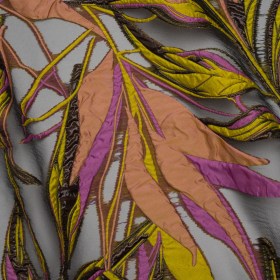Metallic Luxury Burnout Brocade – Purple, Green and Black Magical Leaves Metallic Luxury Burnout Brocade – Purple, Green and Black Magical Leaves
