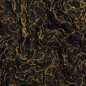 Metallic Luxury Brocade – Black and Gold Floral Outlines Metallic Luxury Brocade – Black and Gold Floral Outlines