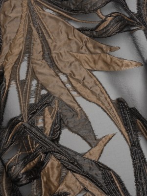 Metallic Luxury Burnout Brocade – Mole Brown and Black Magical Leaves Metallic Luxury Burnout Brocade – Mole Brown and Black Magical Leaves
