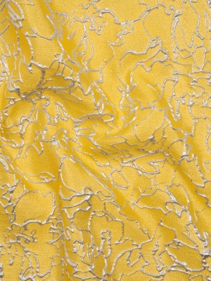 Metallic Luxury Brocade – Sunshine Yellow and Silver Floral Outlines Metallic Luxury Brocade – Sunshine Yellow and Silver Floral Outlines
