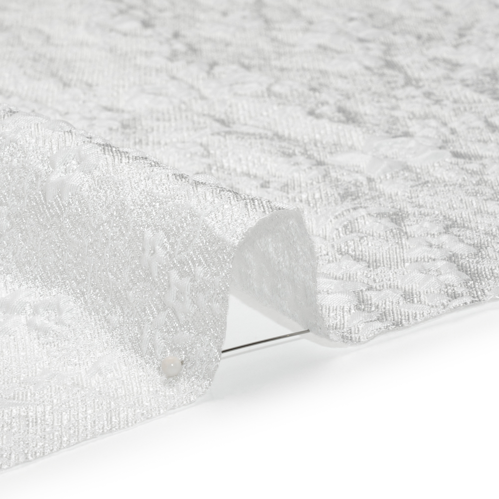 Metallic Luxury Brocade – White Little Flowers Metallic Luxury Brocade – White Little Flowers