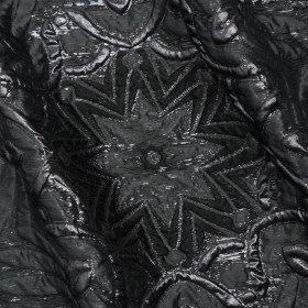 Metallic Luxury Brocade – Gray and Black Floral Medallions and Leaves Metallic Luxury Brocade – Gray and Black Floral Medallions and Leaves