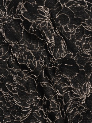 Metallic Luxury Brocade – Black and Silver Floral Outlines Metallic Luxury Brocade – Black and Silver Floral Outlines