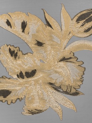 Metallic Luxury Burnout Brocade Panel – Black and Gold Painterly Lily Metallic Luxury Burnout Brocade Panel – Black and Gold Painterly Lily