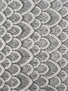 Embroidered Lace with Clear Baby Sequins – Ivory Fringed Petal-Like Scales Embroidered Lace with Clear Baby Sequins – Ivory Fringed Petal-Like Scales