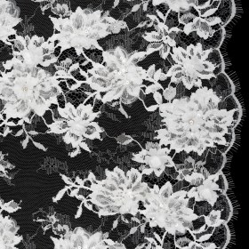 3D Fabric Flowers Embroidered Lace with Sequins and Finished Edges – Off White Floral 3D Fabric Flowers Embroidered Lace with Sequins and Finished Edges – Off White Floral