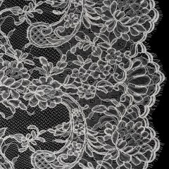 Corded Lace with Finished Edges – Off White Floral Corded Lace with Finished Edges – Off White Floral