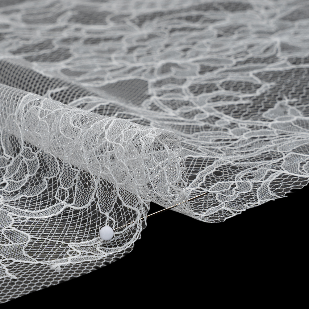 Delicate Chantilly Lace with Finished Edges - White Floral and Swirls