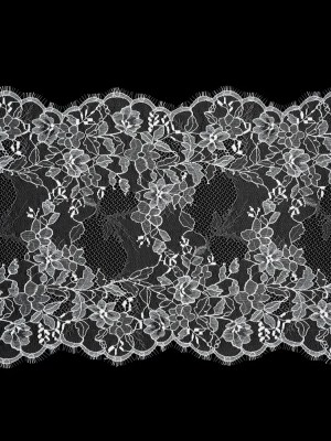 Chantilly Lace with Scalloped Eyelash Edges – 11.5″ – Off White Floral Chantilly Lace with Scalloped Eyelash Edges – 11.5″ – Off White Floral
