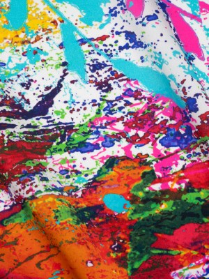 Silk Charmeuse Print – White, Red and Green Abstract Paint Splatters Silk Charmeuse Print – White, Red and Green Abstract Paint Splatters