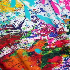 Silk Charmeuse Print – White, Red and Green Abstract Paint Splatters Silk Charmeuse Print – White, Red and Green Abstract Paint Splatters