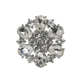 Rhinestone and Metal Shank Back Button – 40L/25.5mm – Crystal and Nickel-Free Silver Big Flower Rhinestone and Metal Shank Back Button – 40L/25.5mm – Crystal and Nickel-Free Silver Big Flower