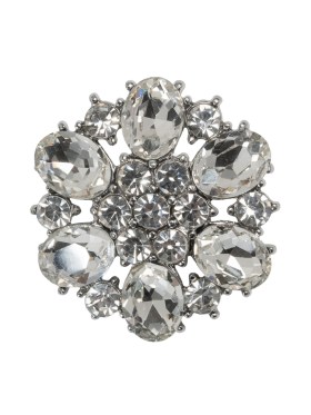 Rhinestone and Metal Shank Back Button – 40L/25.5mm – Crystal and Nickel-Free Silver Big Flower Rhinestone and Metal Shank Back Button – 40L/25.5mm – Crystal and Nickel-Free Silver Big Flower