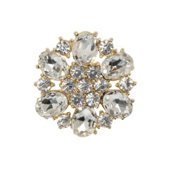 Rhinestone and Metal Shank Back Button – 40L/25.5mm – Crystal and Gold Big Flower Rhinestone and Metal Shank Back Button – 40L/25.5mm – Crystal and Gold Big Flower