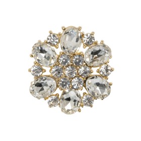 Rhinestone and Metal Shank Back Button – 40L/25.5mm – Crystal and Gold Big Flower Rhinestone and Metal Shank Back Button – 40L/25.5mm – Crystal and Gold Big Flower