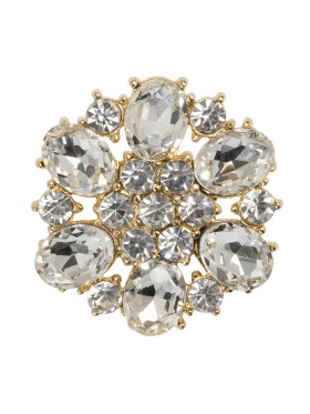 Rhinestone and Metal Shank Back Button – 40L/25.5mm – Crystal and Gold Big Flower Rhinestone and Metal Shank Back Button – 40L/25.5mm – Crystal and Gold Big Flower