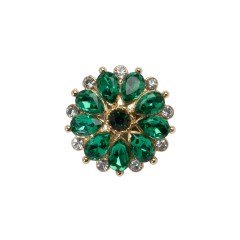 Rhinestone and Metal Shank Back Button – 32L/20mm – Green and Gold Little Daisy Rhinestone and Metal Shank Back Button – 32L/20mm – Green and Gold Little Daisy