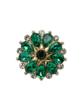 Rhinestone and Metal Shank Back Button – 32L/20mm – Green and Gold Little Daisy Rhinestone and Metal Shank Back Button – 32L/20mm – Green and Gold Little Daisy