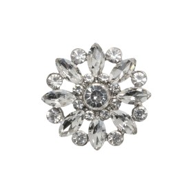 Rhinestone and Metal Shank Back Button – 38L/24mm – Crystal and Nickel-Free Silver Open Flower Rhinestone and Metal Shank Back Button – 38L/24mm – Crystal and Nickel-Free Silver Open Flower