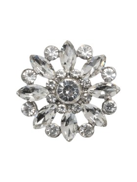 Rhinestone and Metal Shank Back Button – 38L/24mm – Crystal and Nickel-Free Silver Open Flower Rhinestone and Metal Shank Back Button – 38L/24mm – Crystal and Nickel-Free Silver Open Flower