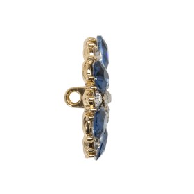 Rhinestone and Metal Shank Back Button – 40L/25.5mm – Blue, Crystal and Gold Big Flower Rhinestone and Metal Shank Back Button – 40L/25.5mm – Blue, Crystal and Gold Big Flower