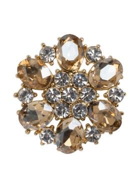 Rhinestone and Metal Shank Back Button – 40L/25.5mm – Pale Amber, Crystal and Gold Big Flower Rhinestone and Metal Shank Back Button – 40L/25.5mm – Pale Amber, Crystal and Gold Big Flower