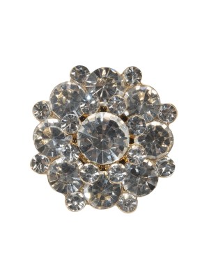 Rhinestone and Metal Shank Back Button – 38L/24mm – Crystal and Gold Big Rings of Stones Rhinestone and Metal Shank Back Button – 38L/24mm – Crystal and Gold Big Rings of Stones