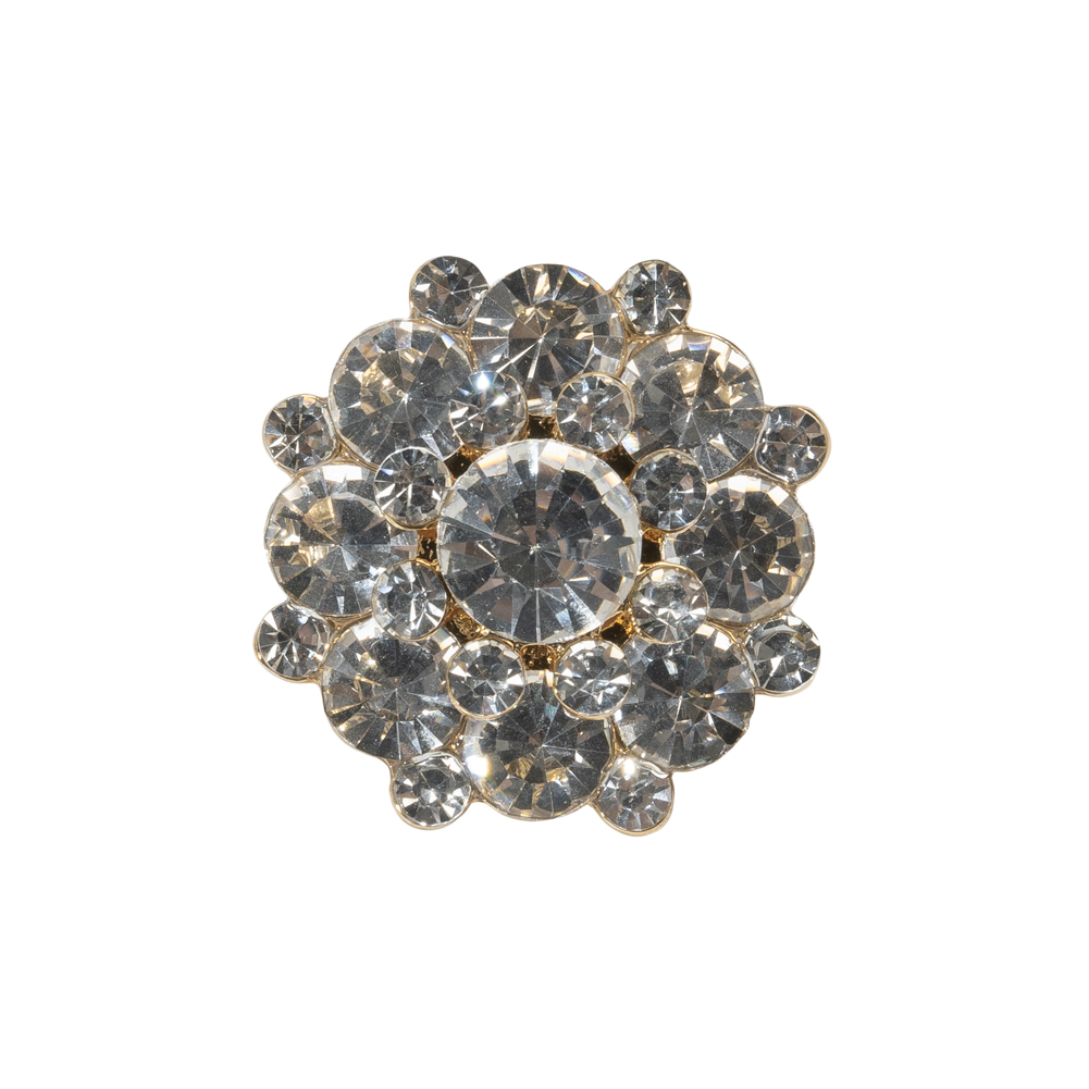Rhinestone and Metal Shank Back Button – 38L/24mm – Crystal and Gold Big Rings of Stones Rhinestone and Metal Shank Back Button – 38L/24mm – Crystal and Gold Big Rings of Stones