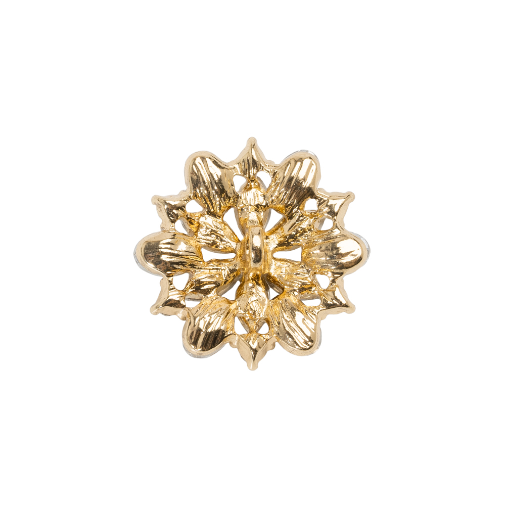 Rhinestone and Metal Shank Back Button – 32L/20mm – Crystal and Gold Little Open Flower Rhinestone and Metal Shank Back Button – 32L/20mm – Crystal and Gold Little Open Flower