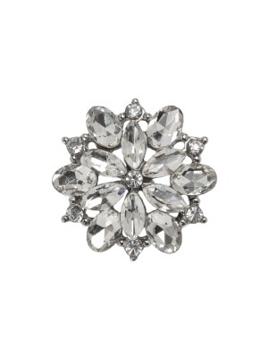 Rhinestone and Metal Shank Back Button – 32L/20mm – Crystal and Nickel-Free Silver Little Open Flower Rhinestone and Metal Shank Back Button – 32L/20mm – Crystal and Nickel-Free Silver Little Open Flower