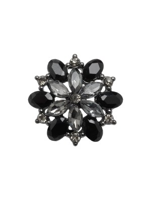 Rhinestone and Metal Shank Back Button – 32L/20mm – Black Diamond and Gunmetal Little Open Flower Rhinestone and Metal Shank Back Button – 32L/20mm – Black Diamond and Gunmetal Little Open Flower