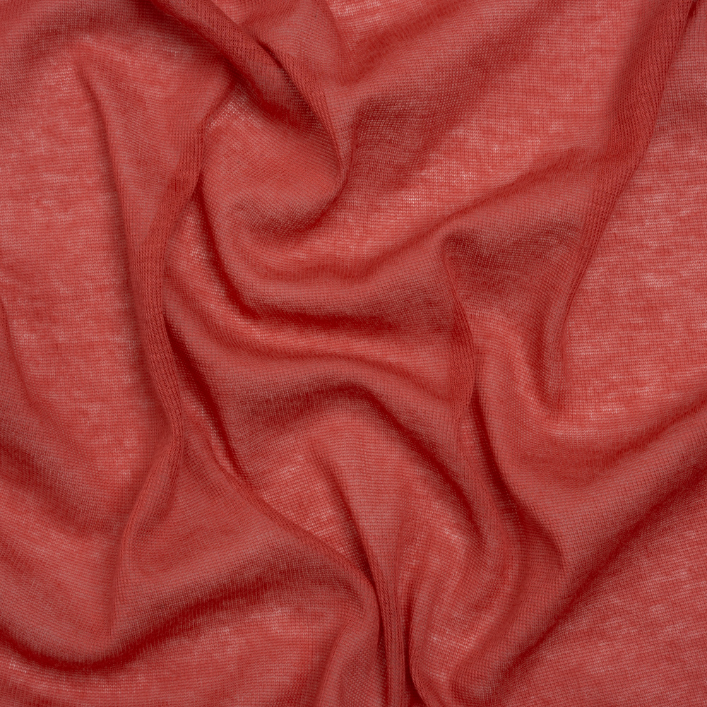 Lightweight Cotton Interlock Knit – Muted Red – Designer Deadstock Lightweight Cotton Interlock Knit – Muted Red – Designer Deadstock