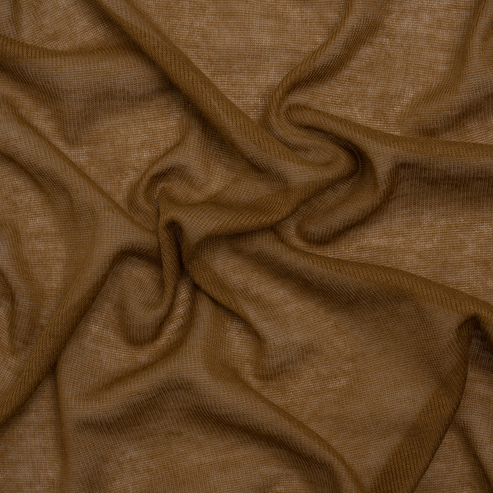 Lightweight Polyester Interlock Knit – Golden Brown – Designer Deadstock Lightweight Polyester Interlock Knit – Golden Brown – Designer Deadstock