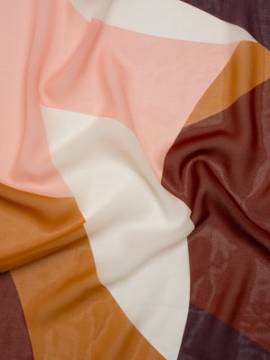 Polyester Voile – Pale Pink, Tan and Brown Abstract Shapes – Designer Deadstock Polyester Voile – Pale Pink, Tan and Brown Abstract Shapes – Designer Deadstock