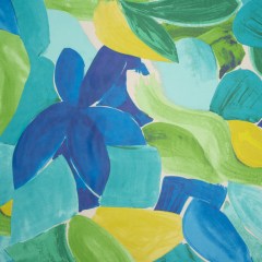 Polyester Chiffon Print – Green and Blue Painterly Flowers and Leaves – Designer Deadstock Polyester Chiffon Print – Green and Blue Painterly Flowers and Leaves – Designer Deadstock