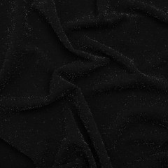 Stretch Polyester Metallic Crepe Double Knit – Black and Silver – Designer Deadstock Stretch Polyester Metallic Crepe Double Knit – Black and Silver – Designer Deadstock
